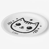 kinderlijke tekening | Zwart-Wit | minimalistisch Papieren Bordje (Gekanteld)