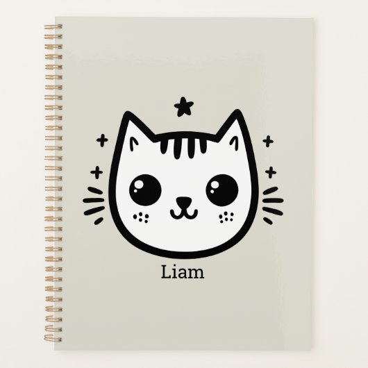 kinderlijke tekening | Zwart-Wit | minimalistisch Planner (Voorkant)