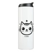 kinderlijke tekening | Zwart-Wit | minimalistisch Thermosbeker (Gedraaid links)