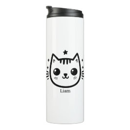 kinderlijke tekening | Zwart-Wit | minimalistisch Thermosbeker