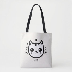 kinderlijke tekening   Zwart-Wit   minimalistisch Tote Bag