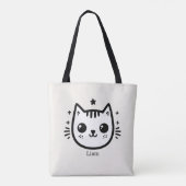 kinderlijke tekening | Zwart-Wit | minimalistisch Tote Bag (Achterkant)