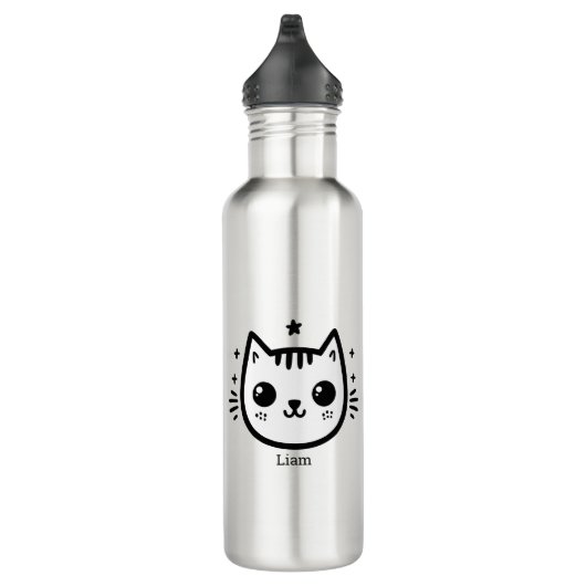 kinderlijke tekening | Zwart-Wit | minimalistisch Waterfles (Rechts)