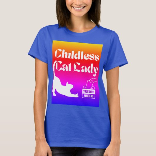 Kinderloos Cat Lady Vote T-shirt (Voorkant)