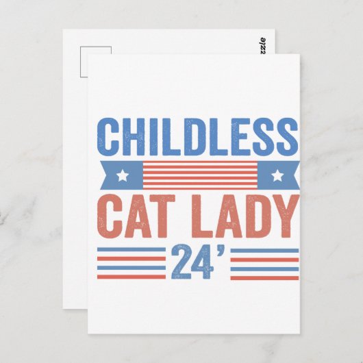 Kinderloos kat dame 2024 briefkaart (Voorkant / Achterkant)