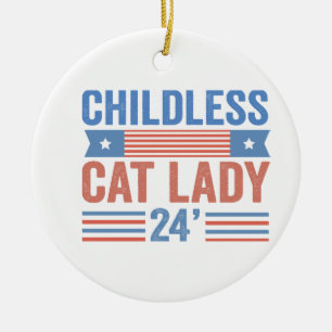 Kinderloos kat dame 2024 keramisch ornament