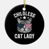 Kinderloos kat dame 2024 keramisch ornament (Voorkant)