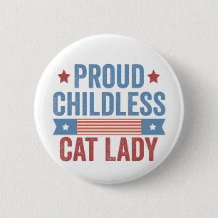 Kinderloos kat dame 2024 ronde button 5,7 cm