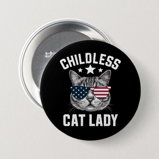 Kinderloos kat dame 2024 ronde button 7,6 cm (Voorkant /achterkant)