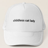 Kinderloos kat dame Minimalist grappig zwart wit Trucker Pet (Voorkant)