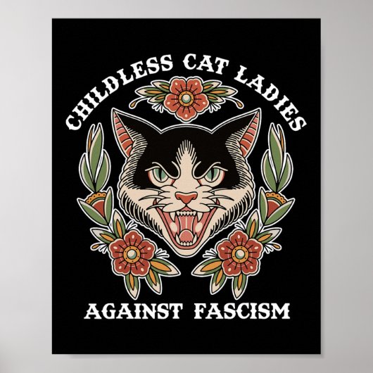 Kinderloze Cat Dames tegen Fascisme Grappige Cat F Poster (Voorkant)