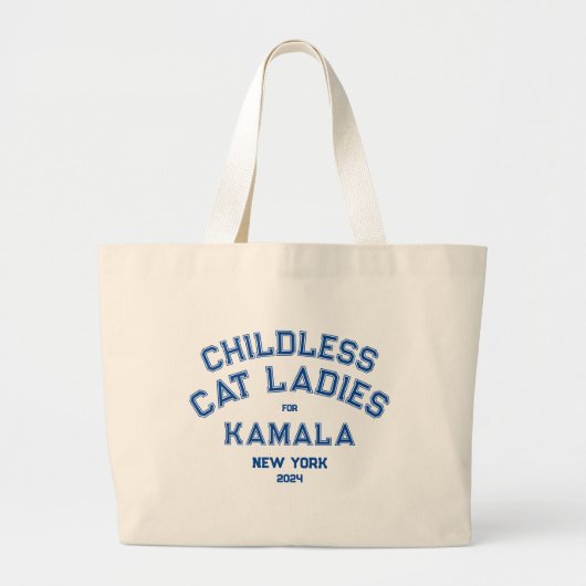 Kinderloze Cat Dames voor Kamala 2024 Custom State Grote Tote Bag (Voorkant)