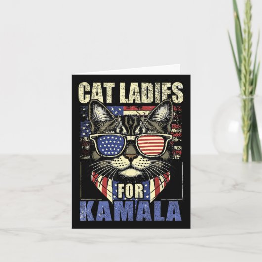Kinderloze Cat Dames voor Kamala Harris 2024 Elect Kaart (Voorkant)