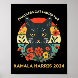 Kinderloze Cat Dames voor Kamala Harris 2024 Elect Poster