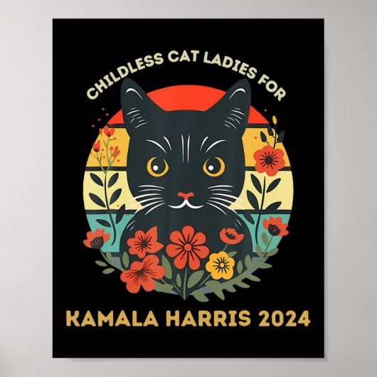 Kinderloze Cat Dames voor Kamala Harris 2024 Elect Poster (Voorkant)