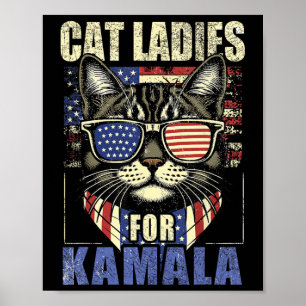 Kinderloze Cat Dames voor Kamala Harris 2024 Elect Poster
