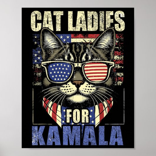Kinderloze Cat Dames voor Kamala Harris 2024 Elect Poster (Voorkant)
