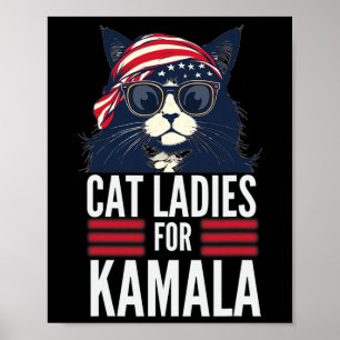 Kinderloze Cat Dames voor Kamala Harris 2024 Presi Poster