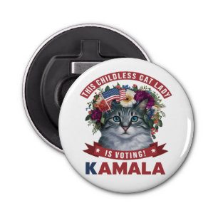 Kinderloze Cat Dames voor Kamala Harris Button Flesopener