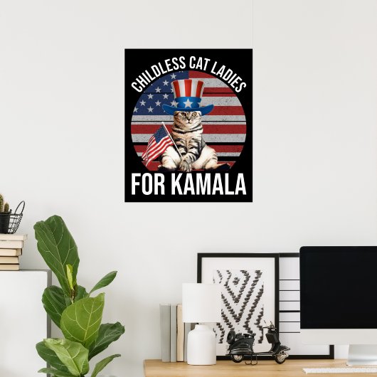 Kinderloze Cat Dames voor Kamala Poster (Thuiskantoor)