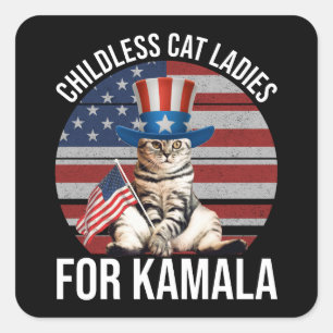 Kinderloze Cat Dames voor Kamala Vierkante Sticker