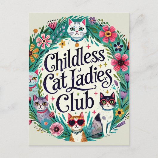 Kinderloze Cat Ladies Club Briefkaart (Voorkant)