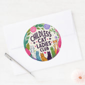 Kinderloze Cat Ladies Club Ronde Sticker (Envelop)
