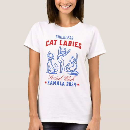 Kinderloze Cat Ladies voor Kamala 2024 Verkiezinge T-shirt (Voorkant)