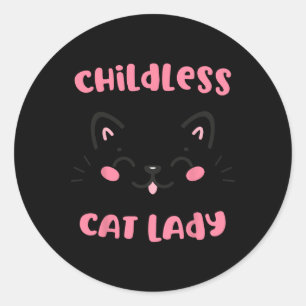 Kinderloze Cat Lady 2024 Funny Cat Lover Mom Woman Ronde Sticker