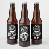 Kinderloze Cat Lady 2024 Messy Bun Amerikaanse vla Bier Etiket (Flessen)
