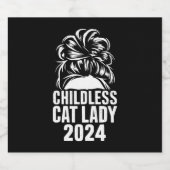 Kinderloze Cat Lady 2024 Messy Bun Amerikaanse vla Bier Etiket (Enkel label)