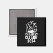 Kinderloze Cat Lady 2024 Messy Bun Amerikaanse vla Magneet (Voorkant / Achterkant)