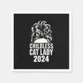 Kinderloze Cat Lady 2024 Messy Bun Amerikaanse vla Servet (Voorkant)