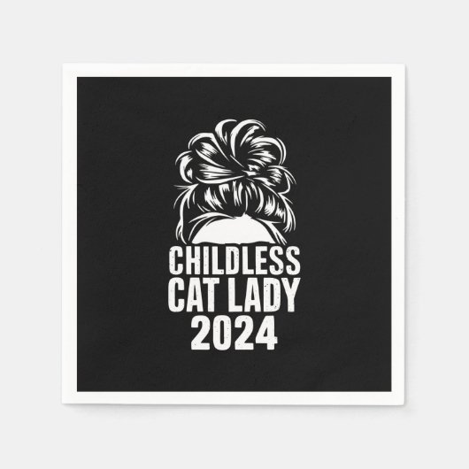 Kinderloze Cat Lady 2024 Messy Bun Amerikaanse vla Servet (Voorkant)