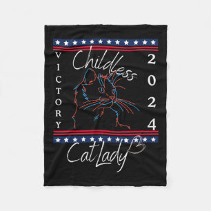 Kinderloze Cat Lady 2024 Patriottische feministisc Fleece Deken
