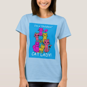 Kinderloze Cat Lady - Cartoon Cat Design T-shirt
