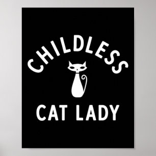 Kinderloze Cat Lady Design met Schattigee Retro Ca Poster