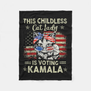 Kinderloze Cat Lady gaat Kamala Harris 2024 stemme Fleece Deken