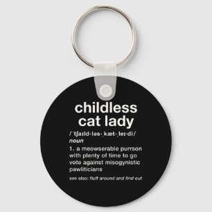 Kinderloze Cat Lady Grappige woordenboekdefinitie Sleutelhanger