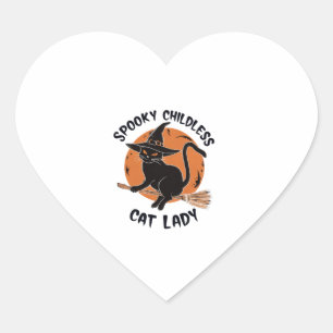 Kinderloze Cat Lady Halloween Spooky Witch Verkiez Hart Sticker