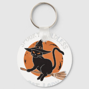 Kinderloze Cat Lady Halloween Spooky Witch Verkiez Sleutelhanger