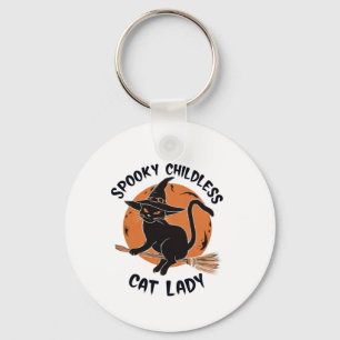 Kinderloze Cat Lady Halloween Spooky Witch Verkiez Sleutelhanger
