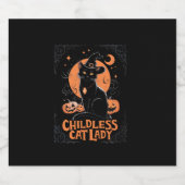 Kinderloze Cat Lady Halloween Spooky Witch Verkiez Sparkling Wijnetiket (Enkel label)