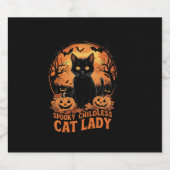 Kinderloze Cat Lady Halloween Spooky Witch Verkiez Sparkling Wijnetiket (Enkel label)