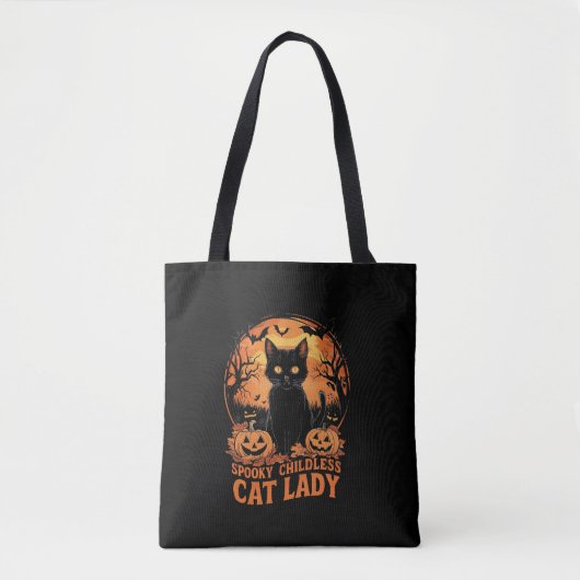 Kinderloze Cat Lady Halloween Spooky Witch Verkiez Tote Bag (Voorkant)