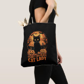 Kinderloze Cat Lady Halloween Spooky Witch Verkiez Tote Bag (Dichtbij)
