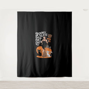Kinderloze Cat Lady Halloween Spooky Witch Verkiez Wandkleed
