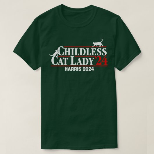 Kinderloze Cat Lady Kamala 2024 T-shirt met lange (Design voorkant)