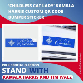 'Kinderloze Cat Lady' Kamala Harris aangepaste QR- Bumpersticker
