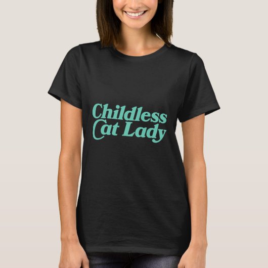 Kinderloze Cat Lady Retro Vibrant T-shirt (Voorkant)